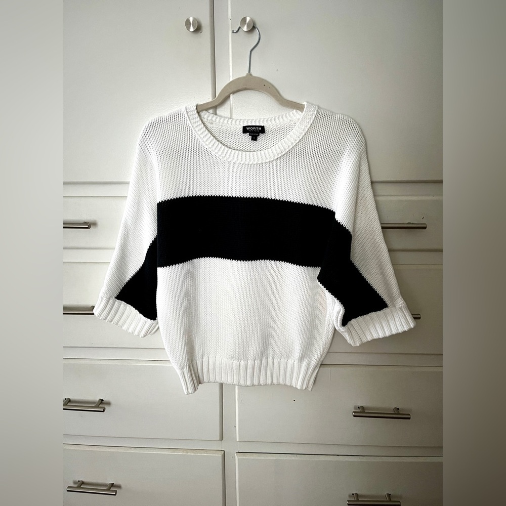 Worth cotton color block sweaterer in black and white size small